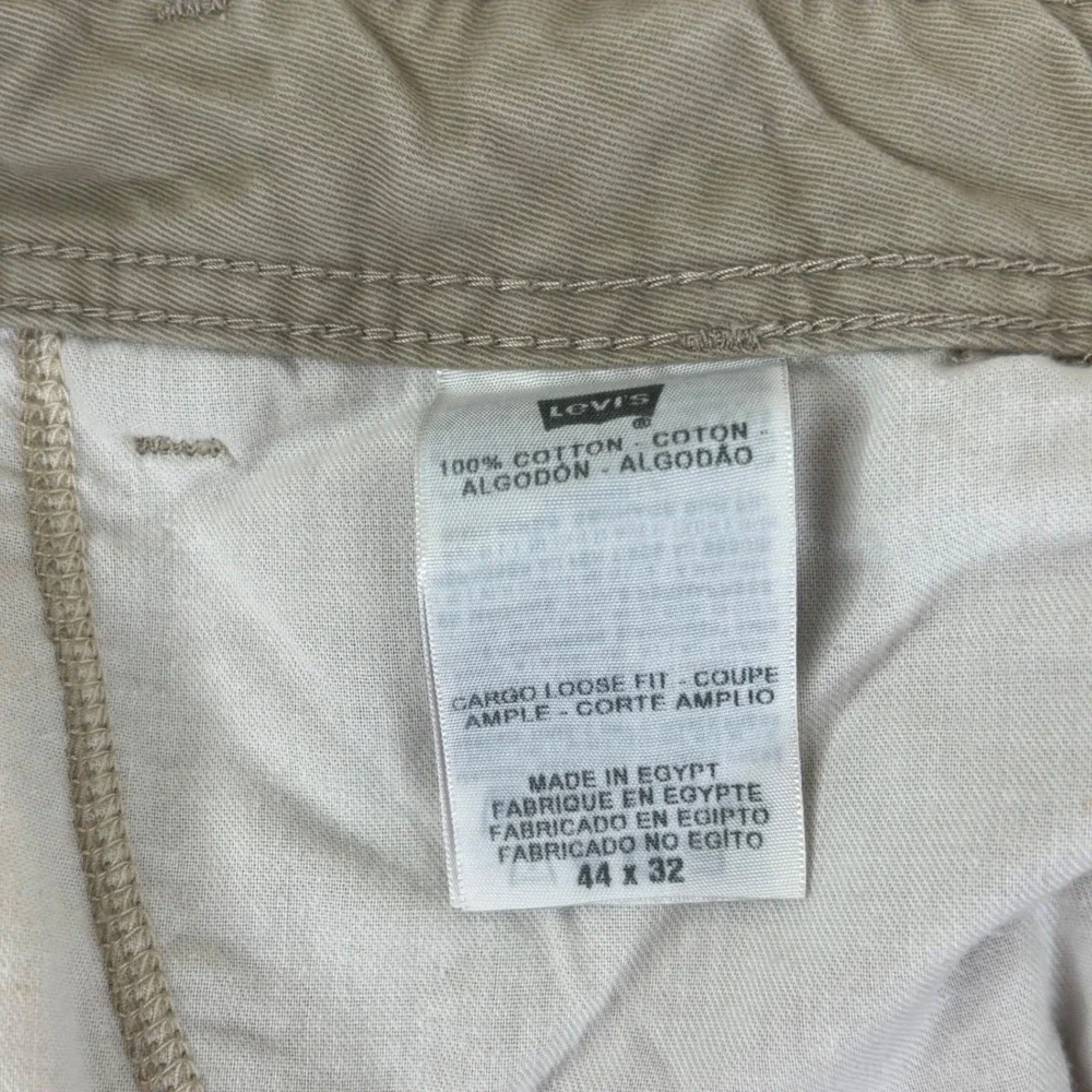 Levis Cargo Pants Loose Fit Mens 44x32 Khaki Tan Cotton Utility Trousers